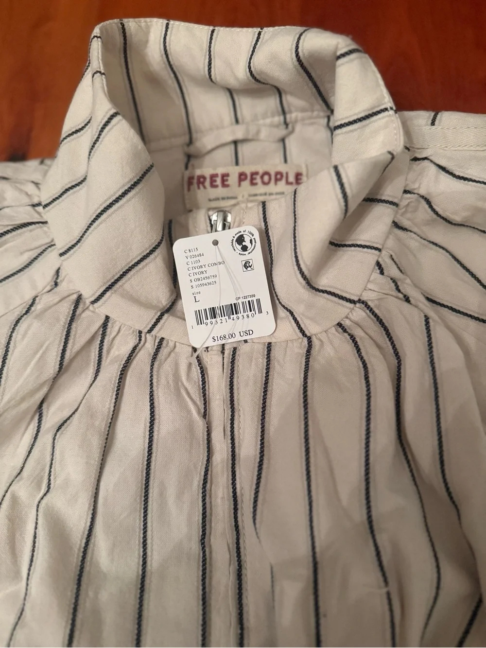 Free People Devon Striped Balloon Funnel-Neck Jacket - Picture 2 of 3